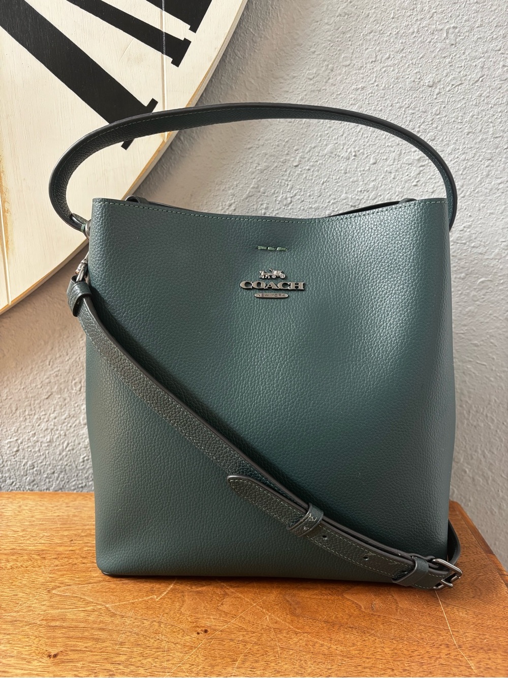 Coach Mollie Green Leather Bucket Bag
